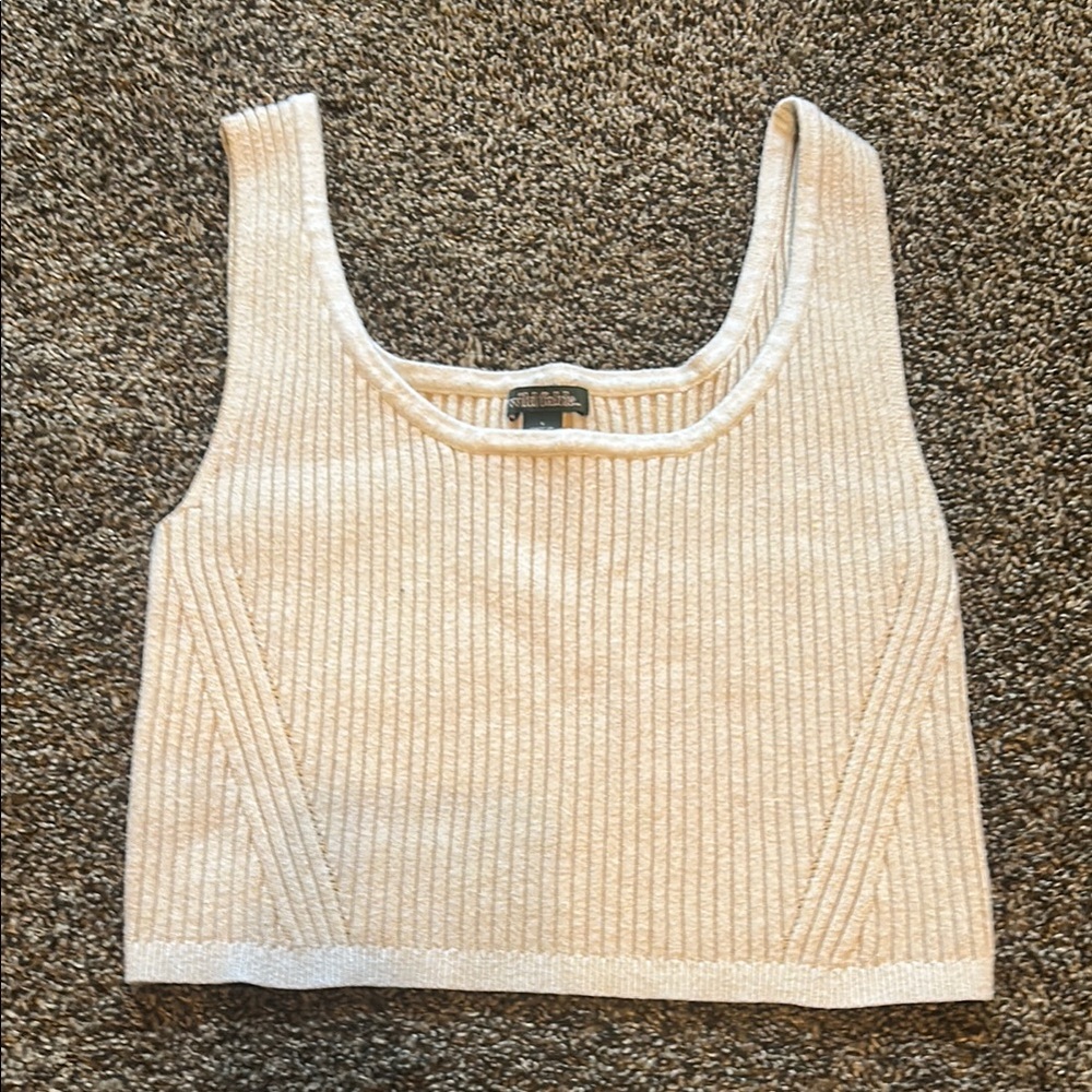 Wild Fable Cream Ribbed Crop Tank Top